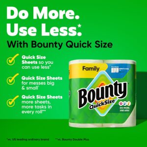 Bounty Quick Size Paper Towels family rolls in kitchen setting