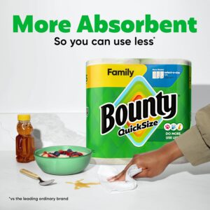 Bounty Quick Size Paper Towels family rolls in kitchen setting