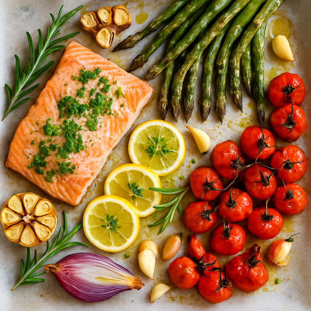 Sheet Pan Lemon Herb Salmon and Veggies 