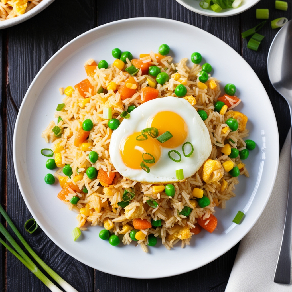 Garlic Fried Rice with Eggs and Veggies